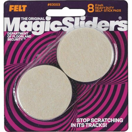 MAGIC SLIDERS 2 in. Oat RND Felt Pad, 8PK 63003-DISC